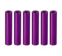 PATIKIL 6pcs M3 Metal Threaded Standoff Spacer Nuts, Round Aluminum Spacers Female Coupling Screws, 1/8" ID x 3/16" OD, Purple 3x5x22mm