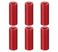 PATIKIL 6pcs M3 Metal Threaded Standoff Spacer Nuts, Round Aluminum Spacers Female Coupling Screws, 1/8" ID x 1/4" OD, Red 3x6x18mm