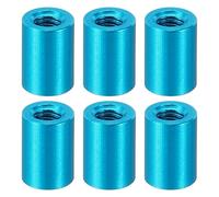 PATIKIL 6pcs M3 Metal Threaded Standoff Spacer Nuts, Round Aluminum Spacers Female Coupling Screws, 1/8" ID x 3/16" OD, Blue, (8mm L)
