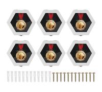 PATIKIL 6pcs Medal Display Case, Wooden Medal Display Frame Hexagon Badge Wall Hanger Shadow Box for Marathon Police Badge Coin Award Runners Sports Winner Swimming Football, White