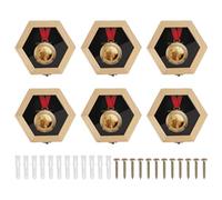 PATIKIL 6pcs Medal Display Case, Wooden Medal Display Frame Hexagon Badge Wall Hanger Shadow Box for Marathon Police Badge Coin Award Runners Sports Winner Swimming Football, Brown