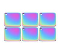 PATIKIL 6Pcs Metal Stamping Blanks, 25mm Square Stamping Name Tags Stainless Steel Blanks Metal Plate with Hole for Laser Engraving Stamping Dog Tags Keychain Making, Colorful