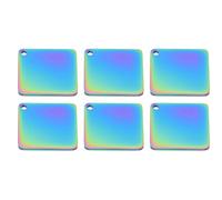 PATIKIL 6Pcs Metal Stamping Blanks, 30mm Square Stamping Name Tags Stainless Steel Blanks Metal Plate with Hole for Laser Engraving Stamping Dog Tags Keychain Making, Colorful