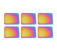 PATIKIL 6Pcs Metal Stamping Blanks, 35mm Square Stamping Name Tags Stainless Steel Blanks Metal Plate with Hole for Laser Engraving Stamping Dog Tags Keychain Making, Colorful