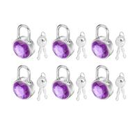 PATIKIL 6Pcs Mini Diary Padlock, Small Metal Diaries Lock Mini Keyed Padlocks with 2 Keys for Diary Book Suitcase Jewelry Box Backpack Luggage, Purple