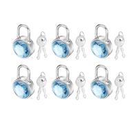 PATIKIL 6Pcs Mini Diary Padlock, Small Metal Diaries Lock Mini Keyed Padlocks with 2 Keys for Diary Book Suitcase Jewelry Box Backpack Luggage, Light Blue