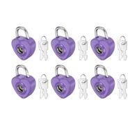 PATIKIL 6Pcs Mini Diary Padlock, Small Metal Heart Shaped Lock Mini Keyed Padlocks with 2 Keys for Diary Book Suitcase Jewelry Box Backpack Luggage, Medium Purple