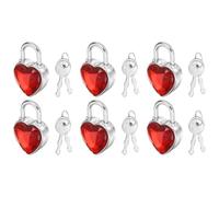 PATIKIL 6Pcs Mini Diary Padlock, Small Metal Heart Shaped Lock Mini Keyed Padlocks with 2 Keys for Diary Book Suitcase Jewelry Box Backpack Luggage, Dark Red