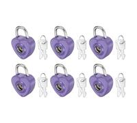 PATIKIL 6Pcs Mini Diary Padlock, Small Metal Heart Shaped Lock Mini Keyed Padlocks with 2 Keys for Diary Book Suitcase Jewelry Box Backpack Luggage, Dark Purple