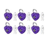 PATIKIL 6Pcs Mini Diary Padlock, Small Metal Heart Shaped Lock Mini Keyed Padlocks with 2 Keys for Diary Book Suitcase Jewelry Box Backpack Luggage, Black Purple