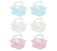 PATIKIL 6PCS Mini Shopping Basket, Small Plastic Basket Mini Storage Basket Grocery Tiny with Handles Organizer Filtered Water for Organizing Toys Eggs Fruits Snacks,Blue White Purple
