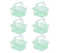 PATIKIL 6PCS Mini Shopping Basket, Small Plastic Basket Mini Storage Basket Grocery Tiny with Handles Organizer Filtered Water for Organizing Toys Eggs Fruits Snacks,Green