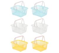 PATIKIL 6PCS Mini Shopping Basket, Small Plastic Basket Mini Storage Basket Grocery Tiny with Handles Organizer Filtered Water for Organizing Toys Eggs Fruits Snacks,Blue White Yellow