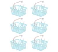 PATIKIL 6PCS Mini Shopping Basket, Small Plastic Basket Mini Storage Basket Grocery Tiny with Handles Organizer Filtered Water for Organizing Toys Eggs Fruits Snacks,Blue