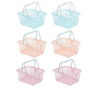 PATIKIL 6PCS Mini Shopping Basket, Small Plastic Basket Mini Storage Basket Grocery Tiny with Handles Organizer Filtered Water for Organizing Toys Eggs Fruits Snacks,Blue Pink Purple