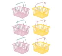 PATIKIL 6PCS Mini Shopping Basket, Small Plastic Basket Mini Storage Basket Grocery Tiny with Handles Organizer Filtered Water for Organizing Toys Eggs Fruits Snacks,Purple Yellow