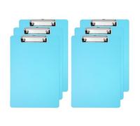PATIKIL 6Pcs Plastic Clipboards Letter Size, Clear Hanging Clipboard with Low Profile Metal Clip for Office Meeting Classroom, Blue 8.8"x12.4"