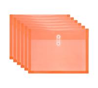 PATIKIL 6Pcs Plastic Envelopes with Button String Tie Closure, Letter A4 Size File Document Folders Envelopes for Home Work Office Organization, Orange