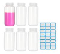 PATIKIL 6Pcs Plastic Reagent Bottles, 17.6oz Laboratory Grade Chemical Sample Bottles PP Leak-Proof Liquids Storage Containers for Lab Reagents Travel Toiletries, Clear
