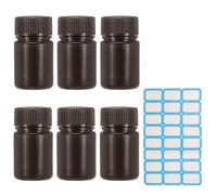 PATIKIL 6Pcs Plastic Reagent Bottles, 1oz Laboratory Grade Chemical Sample Bottles HDPE Leak-Proof Liquids Storage Containers for Lab Reagents Travel Toiletries, Brown