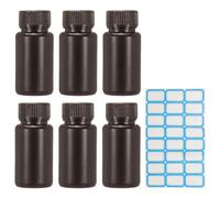 PATIKIL 6Pcs Plastic Reagent Bottles, 2.1oz Laboratory Grade Chemical Sample Bottles HDPE Leak-Proof Liquids Storage Containers for Lab Reagents Travel Toiletries, Brown