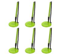 PATIKIL 6Pcs Secure Pen with Adhesive Chain and Security Pen Holder, Reception Counter Pens Desktop Pen Black Ink Refills for Desk Workplace Office Home Supplies, Flat Base, Green