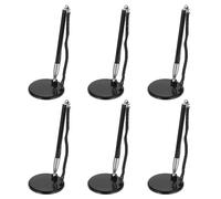 PATIKIL 6Pcs Secure Pen with Adhesive Chain and Security Pen Holder, Reception Counter Pens Desktop Pen Black Ink Refills for Desk Workplace Office Home Supplies, Flat Base, Black Silver