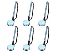 PATIKIL 6Pcs Secure Pen with Adhesive Chain and Security Pen Holder, Reception Counter Pens Desktop Pen Black Ink Refills for Desk Workplace Office Home Supplies, Round Base, Blue