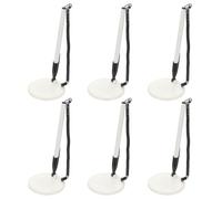 PATIKIL 6Pcs Secure Pen with Adhesive Chain and Security Pen Holder, Reception Counter Pens Desktop Pen Black Ink Refills for Desk Workplace Office Home Supplies, Flat Base, White