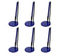 PATIKIL 6Pcs Secure Pen with Adhesive Chain and Security Pen Holder, Reception Counter Pens Desktop Pen Black Ink Refills for Desk Workplace Office Home Supplies, Flat Base, Dark Blue