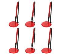 PATIKIL 6Pcs Secure Pen with Adhesive Chain and Security Pen Holder, Reception Counter Pens Desktop Pen Black Ink Refills for Desk Workplace Office Home Supplies, Flat Base, Red