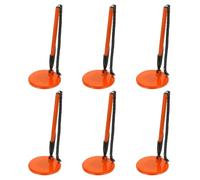 PATIKIL 6Pcs Secure Pen with Adhesive Chain and Security Pen Holder, Reception Counter Pens Desktop Pen Black Ink Refills for Desk Workplace Office Home Supplies, Flat Base, Orange