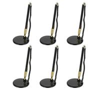 PATIKIL 6Pcs Secure Pen with Adhesive Chain and Security Pen Holder, Reception Counter Pens Desktop Pen Black Ink Refills for Desk Workplace Office Home Supplies, Flat Base, Black Gold