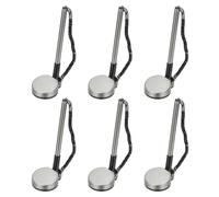 PATIKIL 6Pcs Secure Pen with Adhesive Chain and Security Pen Holder, Reception Counter Pens Desktop Pen Black Ink Refills for Desk Workplace Office Home Supplies, Round Base, Gray