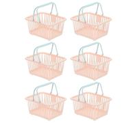 PATIKIL 6PCS Small Plastic Basket,Mini Storage Basket Grocery Tiny Shopping Baskets with Handles Organizer Filtered Water for Organizing Toys Eggs Fruits Veggies Snacks,Pink