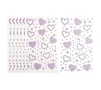 PATIKIL 6Sheets Heart Face Gems, Self Adhesive Hair Gems Stickers Face Stickers for Women Eye Hair Body Festival Makeup Rave Accessories, Purple