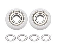 PATIKIL 6x19x6mm Ball Bearing Guide Pulley Roller Kit, 2Pcs Nylon Round Wheel Double Metal Sealed Roller Idler Bearing Pulley with 4Pcs Gaskets for Door Furniture Gym Accessories, White