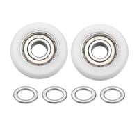 PATIKIL 6x22x6mm Ball Bearing Guide Pulley Roller Kit, 2Pcs Nylon Round Wheel Double Metal Sealed Roller Idler Bearing Pulley with 4Pcs Gaskets for Door Furniture Gym Accessories, White