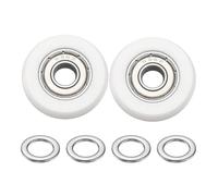 PATIKIL 6x24x6mm Ball Bearing Guide Pulley Roller Kit, 2Pcs Nylon Round Wheel Double Metal Sealed Roller Idler Bearing Pulley with 4Pcs Gaskets for Door Furniture Gym Accessories, White