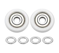 PATIKIL 6x24x8mm Ball Bearing Guide Pulley Roller Kit, 2Pcs Nylon Round Wheel Double Metal Sealed Roller Idler Bearing Pulley with 4Pcs Gaskets for Door Furniture Gym Accessories, White