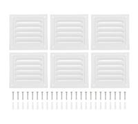 PATIKIL 6x6" Attic Vent Soffit Vent, 6 Pcs Aluminum Alloy Rectangular Floor HVAC Air Vent Covers Metal Return Grille Louver with Screen Mesh and Screw for Wall Ceiling Attic Doors Home