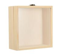 PATIKIL 6x6 Wooden Shadow Box Display Case, Flowers Picture Frame with Glass Window Bouquet Memorabilia Medals Photos Memory Box for Keepsakes, Natural Color