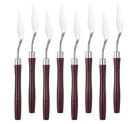 PATIKIL 7.09" Palette Knife, 8 Pcs Stainless Steel Spatula Pallet Knife, Artist Painting Tools with Round Plastic Handle Medium Pointed for Oil Canvas Acrylic Painting Mixing, Dark Red