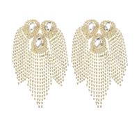 PATIKIL 7.1 Inch Rhinestone Patches, 2 Pcs Droplet Shape Applique Patches Rhinestone Applique Glitter Crystal Patches for Shoes Clothes Pants Bags Hats Shirts DIY, White Gold
