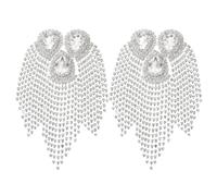 PATIKIL 7.1 Inch Rhinestone Patches, 2 Pcs Droplet Shape Applique Patches Rhinestone Applique Glitter Crystal Patches for Shoes Clothes Pants Bags Hats Shirts DIY, White Silver