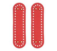 PATIKIL 7.1 x 2inch Leather Bag Bottom, 2 Pcs PU Leather Bag Bases Purse Making Knitting Oval Crochet Bottom Shaper Pad with Holes Durable for Crochet DIY Handbag Tote, Red
