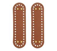 PATIKIL 7.1 x 2inch Leather Bag Bottom, 2 Pcs PU Leather Bag Bases Purse Making Knitting Oval Crochet Bottom Shaper Pad with Holes Durable for Crochet DIY Handbag Tote, Light Brown