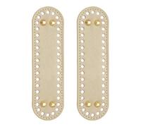 PATIKIL 7.1 x 2inch Leather Bag Bottom, 2 Pcs PU Leather Bag Bases Purse Making Knitting Oval Crochet Bottom Shaper Pad with Holes Durable for Crochet DIY Handbag Tote, Gold