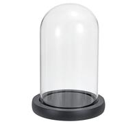 PATIKIL 7.1"x3.5" Clear Cloche Glass Dome, Glass Bell Jar Display Case Tabletop Centerpiece with Black Wooden Base for Christmas Home Decor
