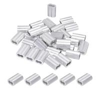 PATIKIL 7/32"/ 5.5mm Aluminum Crimping Loop Sleeves, 30Pcs Cable Crimp Ferrules Wire Rope Sleeves Loops for Rigging Railing, Silver Tone